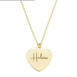 COLAR PERSONALIZADO CORAÇÃO COM NOME NO OURO PP010-O